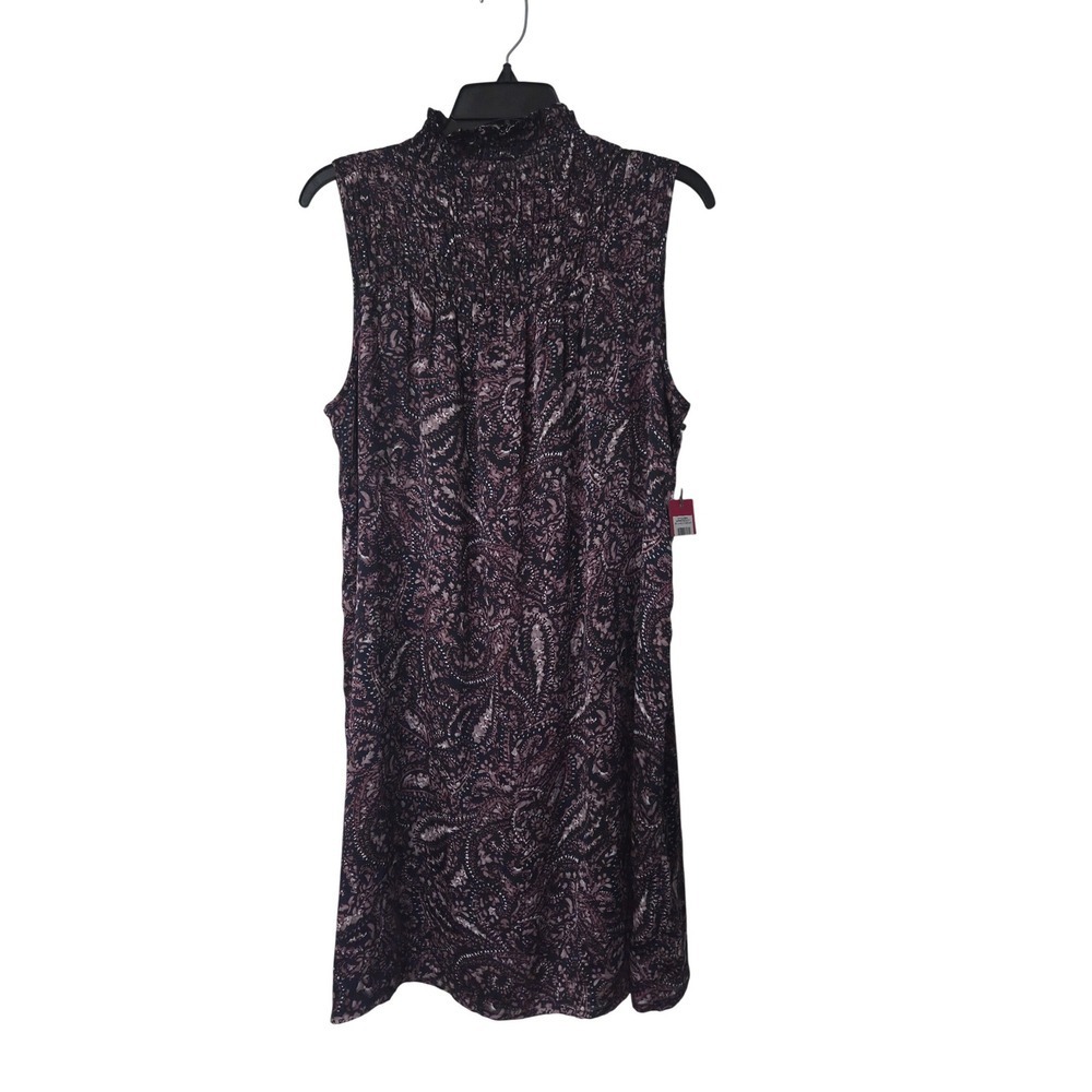 Vince Camuto Sleeveless Mock Neck Paisley Print Dress Sapphire Bloom Navy M